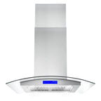 Cosmo 5 Piece Kitchen Appliance Packages with 30" Freestanding Electric Range 30" Island Range Hood 24" Built-in Fully Integrated Dishwasher French Door Refrigerator & 48 Bottle Wine Refrigerator