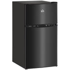 3.2 Cu.Ft Mini Fridge with Freezer, Double Door Compact Refrigerator with Adjustable Thermostat, Shelf and Reversible Door for Bedroom, Dorm, Home Office, Energy Efficient, Black