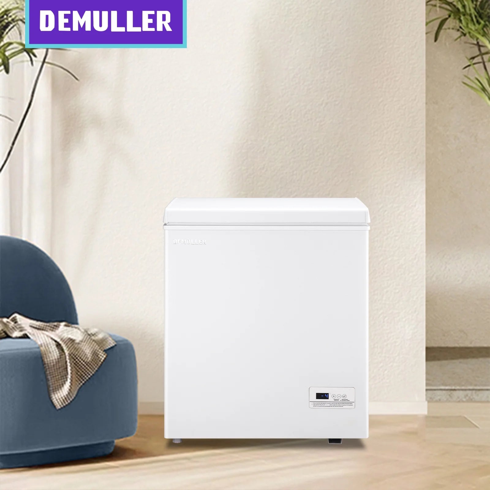 DEMULLER 4.0 Cu.ft Deep Freezer Top Open Door Compact Freezer with Two Removable Storage Baskets