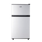 WANAI Two-Door Mini Fridge with Freezer, Silvery, 3.5 Cu ft