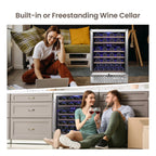 Garvee 24 Bottle Freestanding Wine Cooler Refrigerator with Glass Door for Bar, Party, Winery, Black