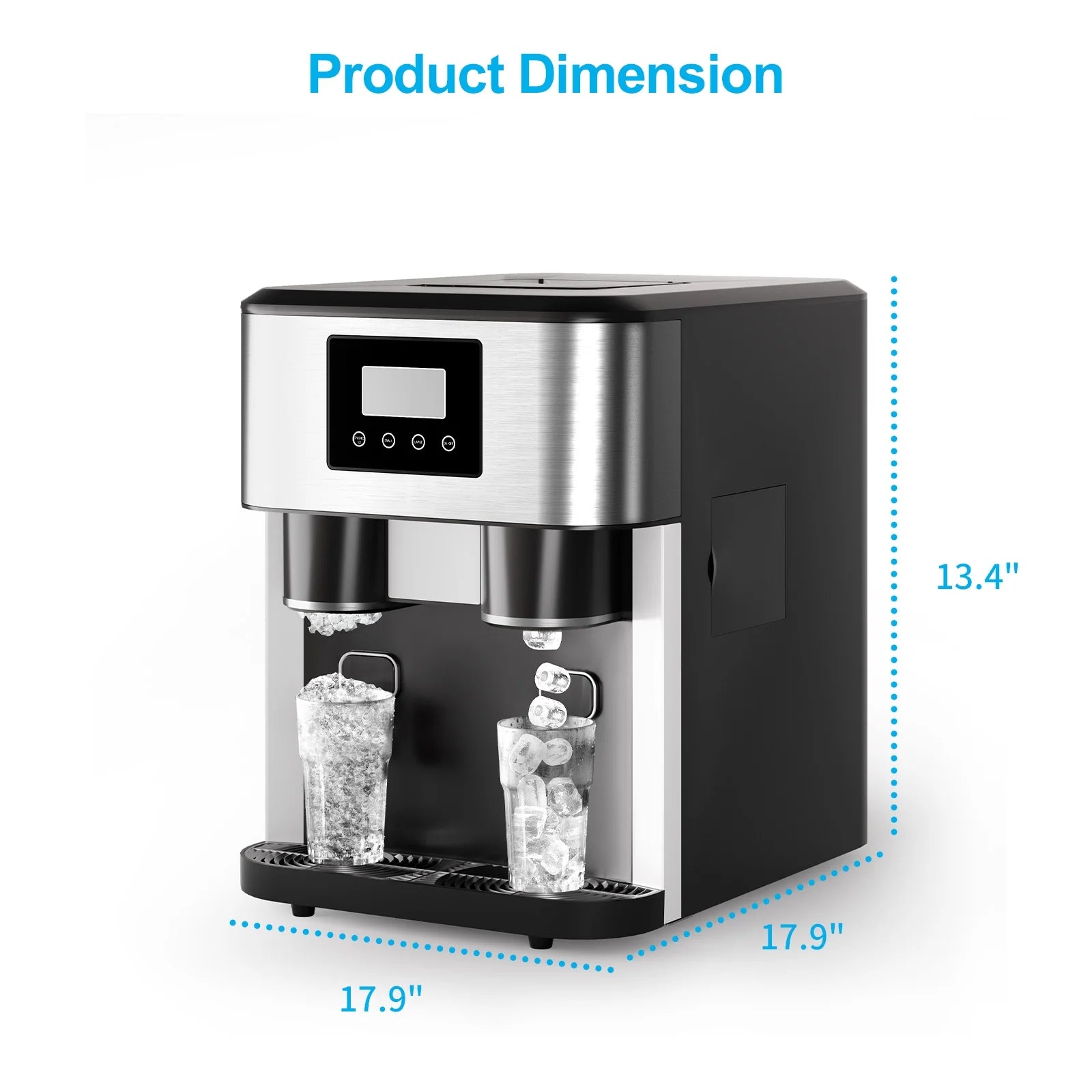 TABU 40Lbs/24H Countertop Ice Maker Machine,3 in 1 Ice Maker with Water Dispenser,Crushed Ice,Black