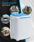 TABU 16.5lbs Portable Washing Machine,Electric Twin Tub Wash&Spin Combo,Semi-Automatic Washer,Gray