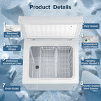 Auseo Mini Freezer Chest 3.5 cu ft,  Black Deep Freezer & Side Handle, Compact Freezer with 7 Gear Adjustable Temperature, Removable Storage Basket*2, Energy Saving