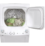 GE GUD27ESSMWW Unitized Spacemaker 3.8 Washer with Stainless Steel Basket and 5.9 Cu. Ft. Capacity Electric Dryer, White