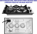 Gas Cooktop 12 inch Eascookchef Bulit-in Gas Stove Top 2 Burners NG/LPG Convertible Dual Burners