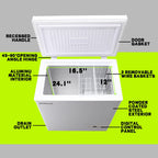DEMULLER 4.0 Cu.ft Deep Chest Freezer Mini Freezers Top Open Door Rmovable Storage Baskets New Black