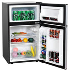 Barara King Fridge Freezer, Refrigerator,3.2 cu ft. Compact Stainless Steel Refrigerator-Gray