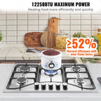 KFFKFF Gas Cooktop Stove Top 30 inch Max 12250BTU 5 Burners Built-in LPG/NG Convertible
