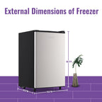 DEMULLER Upright Freezer 3.2 Cu. ft Front Door Freezer Compact Adjustable Thermostat Silver