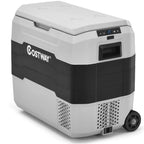 Costway 53 qt Wheeled Corded Electric Dual-Zone Portable Car Refrigerator, White