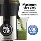 Hamilton Beach Big Mouth Pro Juicer Machine for Fruits and Vegetables with Extra Large Chute, Extractor de Jugos, Stainless Steel
