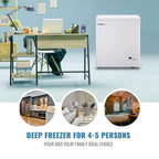 DEMULLER Compact Chest Freezer Deep Freestanding Freezers Mini Freezer Top Open Door YX-79-White