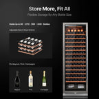 Ca'Lefort 24 inch 166-Bottle Wine Cooler Refrigerator???Freestanding/Built-In??? Dual Zone 3-Color LED Lighting ??? for Home, Bar & Office