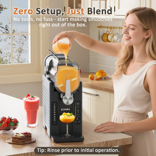 BIZAURA Slushie Machine, Slushy Machine for Home No Ice Need, Professional Frozen Drink Maker, 6 Presets for Milkshakes, Frapp��s, Slush, Ice Cream