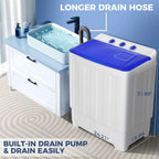 Qhomic Portable Washer 30lbs, 2-in-1 Twin Tub Washer & Dryer Combo Compact Semi-Automatic Washing Machine with Drain Pump, Black
