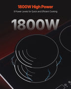 KFFKFF Induction Stove, 1800W Electric Countertop 2 Burner, Electric Cooktop with Touch Controls, Integrated Induction Stove with 9 Energy Levels, Safety Feature for Kids, Timer Function, Glass Top