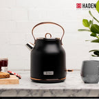 Heritage 1.7L Stainless Steel Electric Water Tea Kettle, Black & Copper