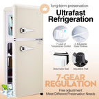 GGTB 3.0 Cu.Ft Two Door Small Refrigerator with Freezer, Compact Retro Small Refrigerator for Dorm, Office, Bar, RV, Bedroom, Blue