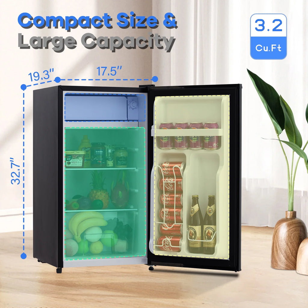 OYang Single Door Mini Fridge, Super Quiet 19.3"D x17.5"W x 32.7"H
