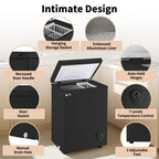 WANAI 3.5 Cubic Chest Freezer with Top Open Door,Removable Storage Basket,7 Gears Temp Control,Energy Saving,Black