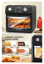12.5 Quart 7-in-1 Convection Toaster Oven, 1500W, 5 Pre-set Menus, Roast, Bake, Grill, Broil, Toast, Dehydrate, Defrost, Stainless Steel, Black