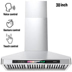 Brano 30-Inch Canopy Range Hood, Wall Mount, 900 CFM, 4-Speed Exhaust Fan, Stainless Steel, LED Lights, Memory Mode