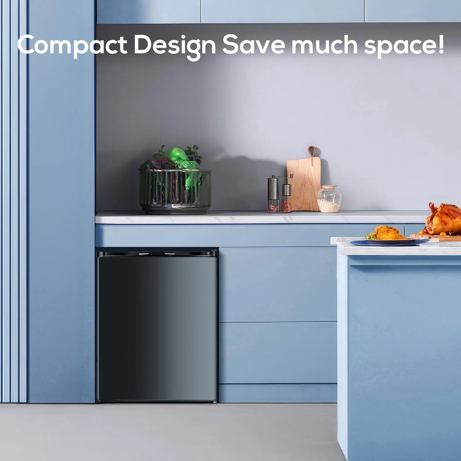 Auseo Mini Freezer Countertop, Energy Saving 2.6 Cu.ft, Single Door Compact Upright Freezer with Reversible Door for Home/Office/Kitchen-White