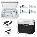 Costway 53 qt Wheeled Corded Electric Dual-Zone Portable Car Refrigerator, White