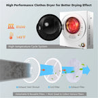 850W Compact Portable Clothes Dryer - 10 lbs Wet Capacity, 5.5 lbs Dry Load, Quiet Design (
