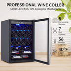 Wine Cooler,Beverage Refrigerator Cooler,Freestanding Wine Cooler Refrigerator with Triple Pane Clear Glass Door,Mini Fridge Countertop Drink Cooler for Home Office,Temperature Adjustment Range 40~61?��