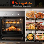 Empava 24 inch 10 Cooking Functions with Rotisserie Electric LED Display Touch Control Built-in Convection Single Wall Oven