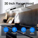 AMZCHEF Range Hood 30 inch Insert Stainless Steel with 9 Speed Fan 900 CFM Kitchen Vent Hood
