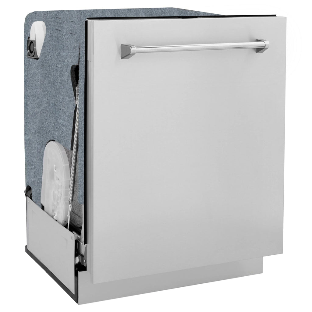 ZLINE 24" Monument Series 3rd Rack Top Touch Control Dishwasher in Black Stainless Steel with Stainless Steel Tub, 45dBa