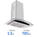 Joeaonz 30-Inch Wall Mount Range Hood with 3-Speed Ventilation and Dishwasher-Safe Filters, 700 CFM, 120V