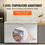 KFFKFF 12.8 Cu.ft / 345L Small Top-Open Chest Freezer 7-Speed?Temperature Control Removable Storage Basket, Freestanding 4 Detachable Baskets, 6 Casters