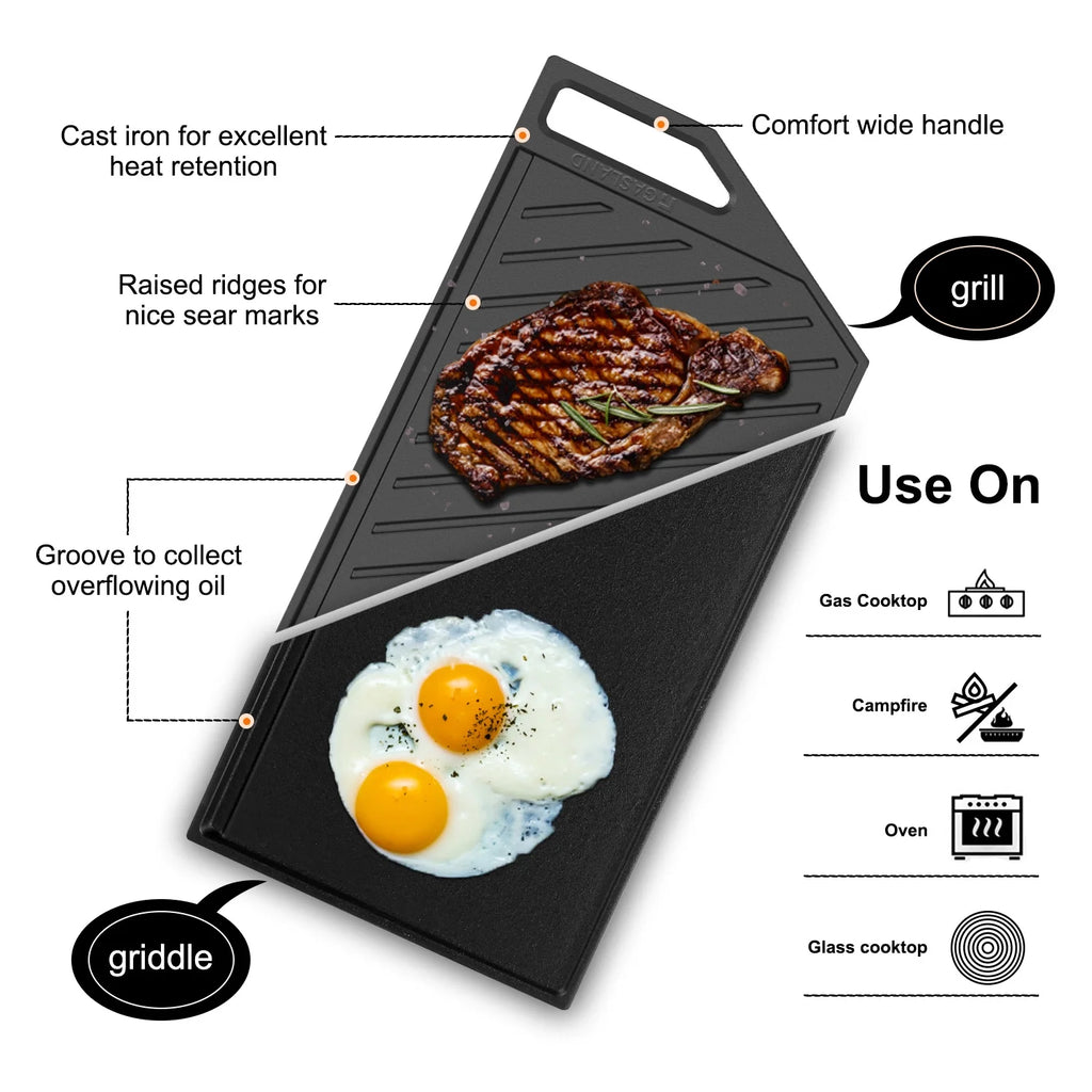GASLAND 36 in. 5 Burners Black Enamel Gas Cooktop with Griddle, NG/LPG Convertible, PRO GH3365EF
