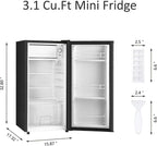 HUMSURE 3.1 Cu.ft Mini Fridge with Freezer, Single Door Compact Refrigerator for Dorm, Office