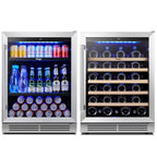 Yeego 30" Wine and Beverage Refrigerator,Two 15" Wine and Beverage Cooler Under Counter or Freestanding, Hold 33 Bottles and 80 Cans(Two Pack)