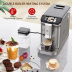 Espresso Machine,Fully Automatic Espresso Machine with Automatic Milk Frother,7 Coffee Varieties,20-Bar,Built-in Grinder,Intuitive Touch Display,1.5-L Water Tank
