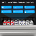 QAUSOU 24 Inch Under Counter Double Drawer Fridge, Weather Proof Stainless Steel Outdoor Beverage Refrigerator for Patio