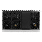 Cosmo 48 in. Lumin Collection 5.5 cu. ft. Double Oven Dual Fuel Range with 8 Burners, Cast Iron Grates in Stainless Steel