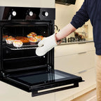 24" Electric Single Wall Oven with 8 Baking Modes 2.5Cu.ft Built-in Electric Convection Oven with Air Frying Function 3D Surround Heating with Double-Layered Glass Door 3000W Silver