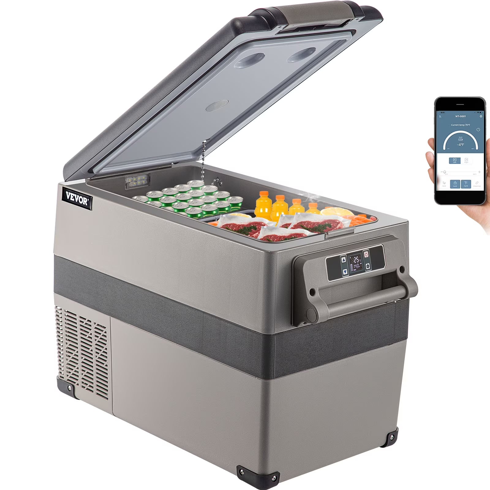 BENTISM 22L Portable Car Refrigerator, 23 Quart RV Fridge, 12/24V DC & 110-240V AC Vehicle Car Truck Boat Mini Electric Cooler for Driving Travel Fishing Outdoor and Home Use