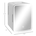 Skincare Fridge with Mirror - 10L Mini Beauty Refrigerator - Cooler & Warmer - LED Lighted - for Bedroom, Car, Skincare & Beverages - AC/DC Powered