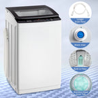 UbesGoo 15.6LBS Portable Washing Machine, Full-Automatic Electric Laundry Machine with Stainless Steel Drum,Compact Washer, Washer and Dryer Combo with Drain Pump for Apartment, Dorms, RV