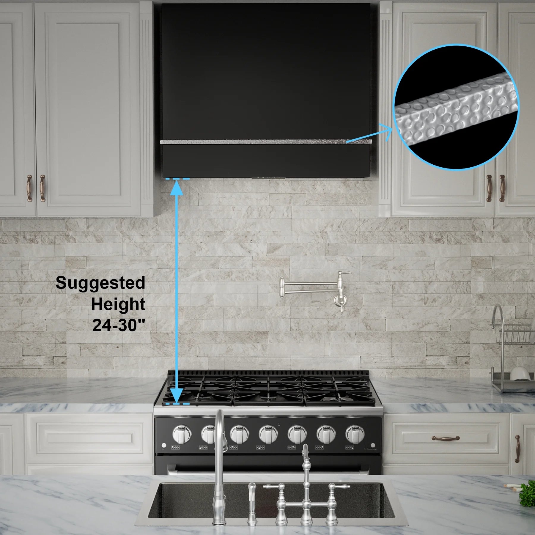 Akicon Range Hood 36 Inch, Ultra Quite Stainless Steel Kitchen Hood, Wall Mount Square Vent Hood with LED Light and Dishwasher-Safe Filters, Hood Vents for Kitchen, 3 Speeds, 600 CFM (AK-HS36HB-SWG)