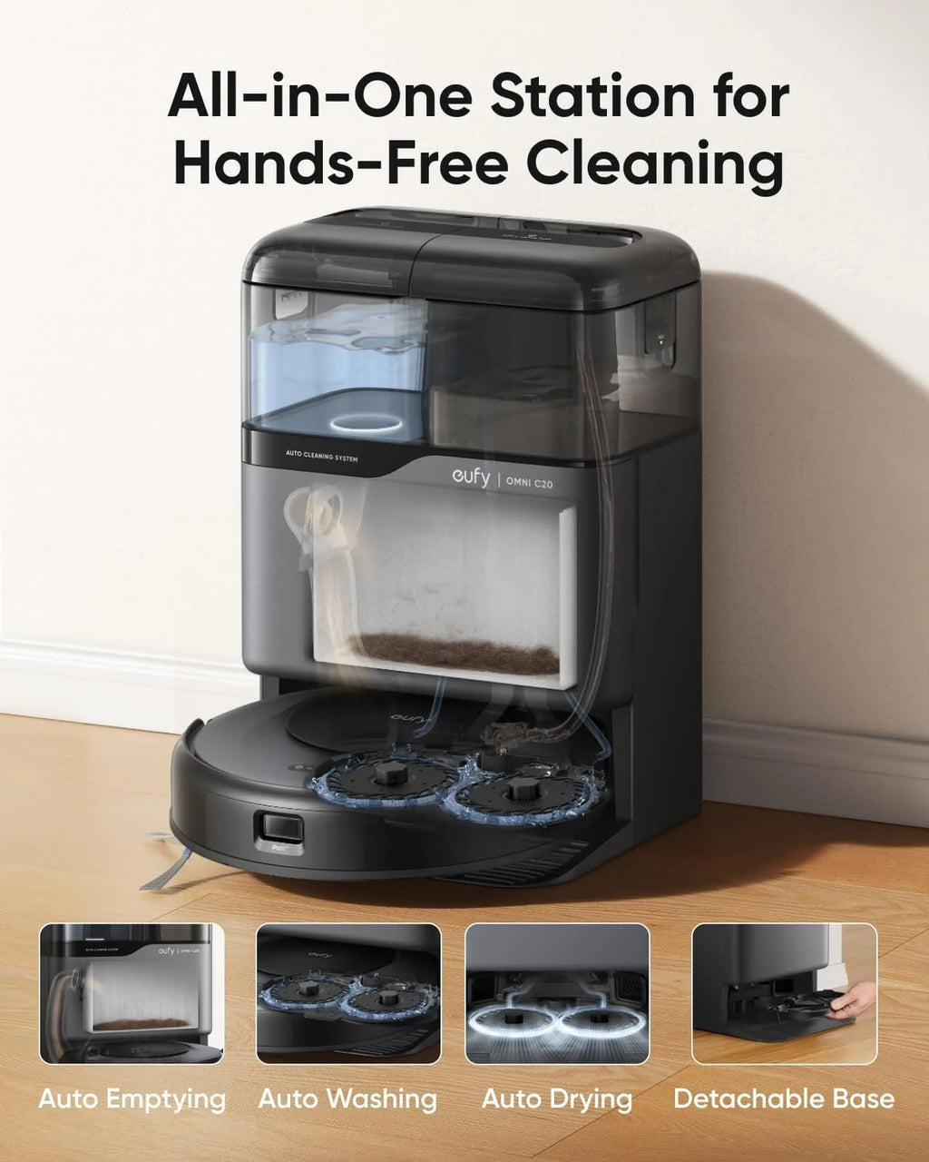eufy Robot Vacuum Omni C20, Robot Vacuum and Mop Combo + Official RoboVac Hard Floor Cleaning Solution