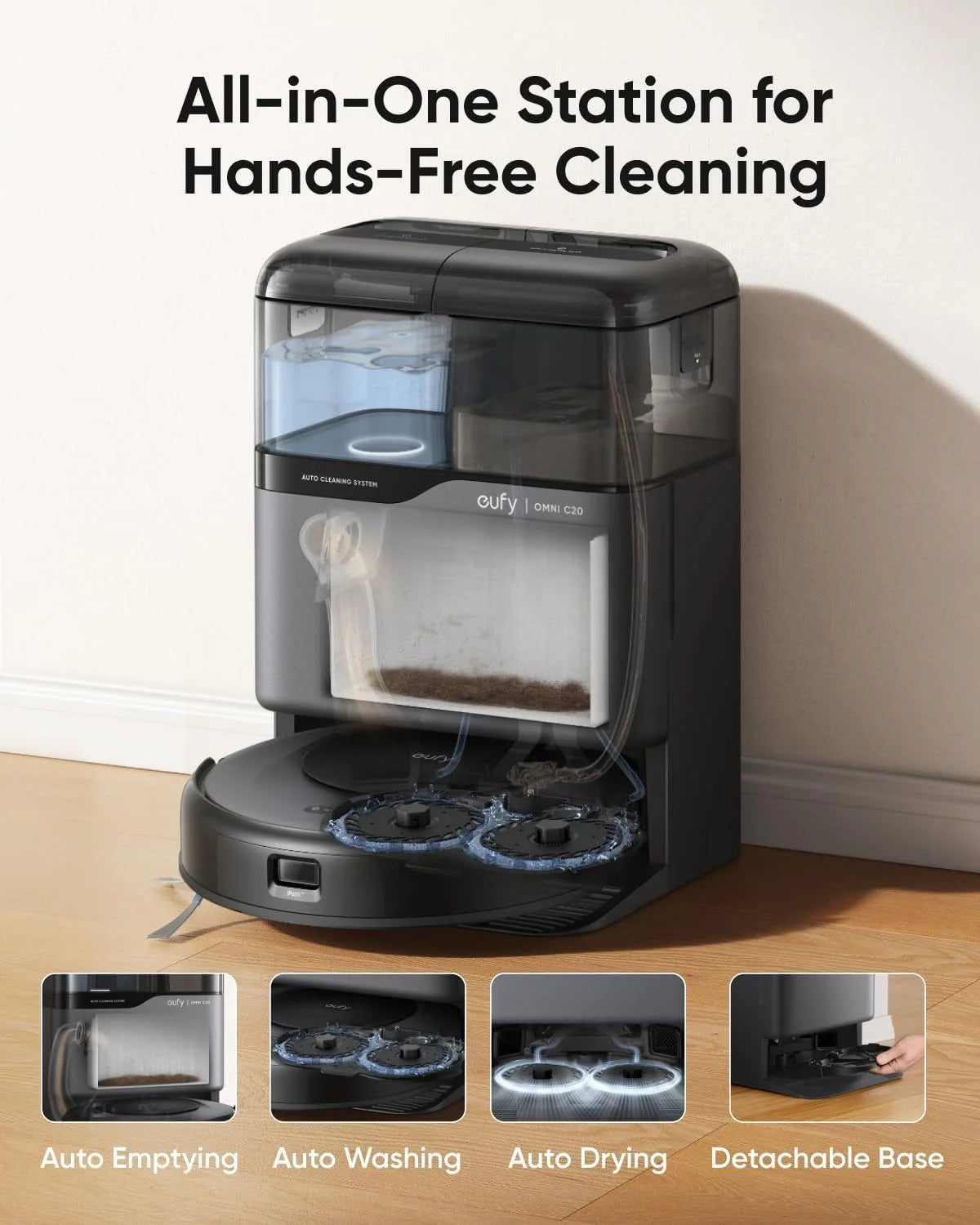 eufy Robot Vacuum Omni C20, Robot Vacuum and Mop Combo + Official RoboVac Hard Floor Cleaning Solution