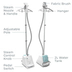 Pure Enrichment PureSteam Pro Upright Clothes Steamer - Professional Standing Garment Steamer & Foot Pedal - Half Gallon Tank with 1 Hr of Sanitizing Steam at 4 Heat Levels that Heats in 45 Seconds